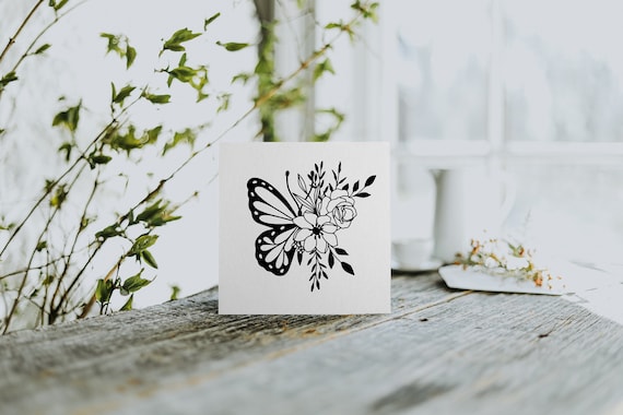 Butterfly Flower Card | Personalised Recycled Greeting Card for Friend, Family
