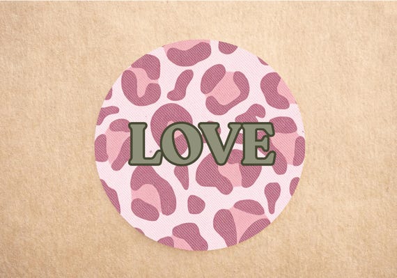 Pink Leopard Print Love Stickers | Personalised Packaging Stickers | Custom Gift Labels | Pink Leopard Gift Wrap | Printed Stickers