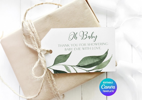 Eucalyptus Baby Shower Gift Tags | Editable Thank You Favor Template (Digital Download)