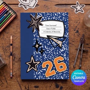 School Yearbook Template | Editable Canva  Memory Book | Printable Retro School Autograph Book | End of School Keepsake | Polaroid Yearbook