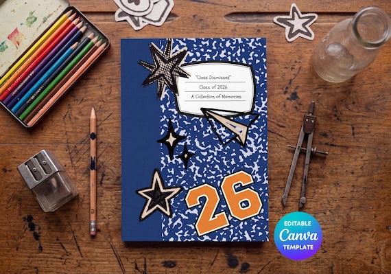 School Yearbook Template | Editable Canva  Memory Book | Printable Retro School Autograph Book | End of School Keepsake | Polaroid Yearbook