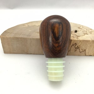 Handmade Cocobolo Wine Bottle Stopper with Silicone Plug - Velvet Gift Bag Included