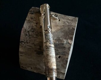 Handmade 30. Caliber Bolt Action Rifle Pen, 24kt Gold Plated and Brass Bullet, Spalted Maple Wood, Gift Box