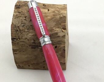 Princess Twist Pen - Pink Sky Acrylic - Chrome Finish Hardware with Swarovski Crystals - Gift Presentation Box