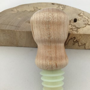 Handmade Maple Wood Wine Bottle Stopper with Silicone Plug - Velvet Gift Bag Included