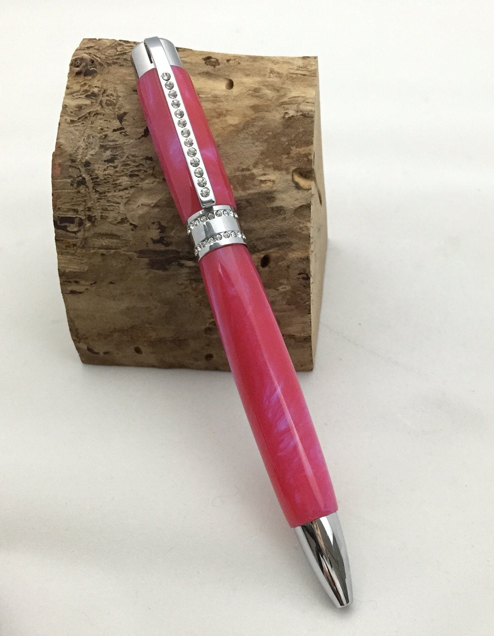 Princess Twist Pen - Pink Sky Acrylic - Chrome Finish Hardware with Swarovski Crystals - Gift Presentation Box