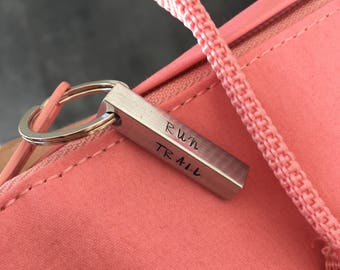 The ByLn bar, personalized keychain stamped handmade with your words