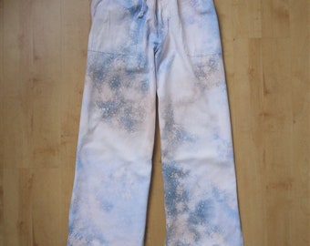 ONE SIZE - Tie Dye Trousers - Blue/White - Cotton - Loose Fit