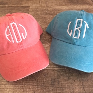 Monogrammed Baseball Hat - Monogrammed Baseball Cap - Bridesmaid Gift - Initial Hat - Gift Idea Under 20 - Monogram Washed Cap-Leather Strap
