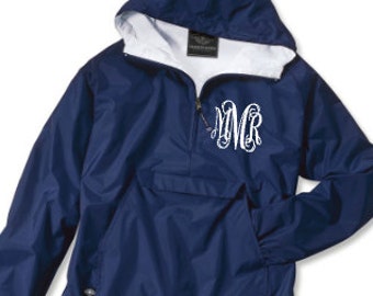 Monogrammed Pullover Rain Jacket - Charles River - Unisex Style Rain Jacket - Gift Idea - Monogrammed Rain Jacket - Pullover Rain Jacket