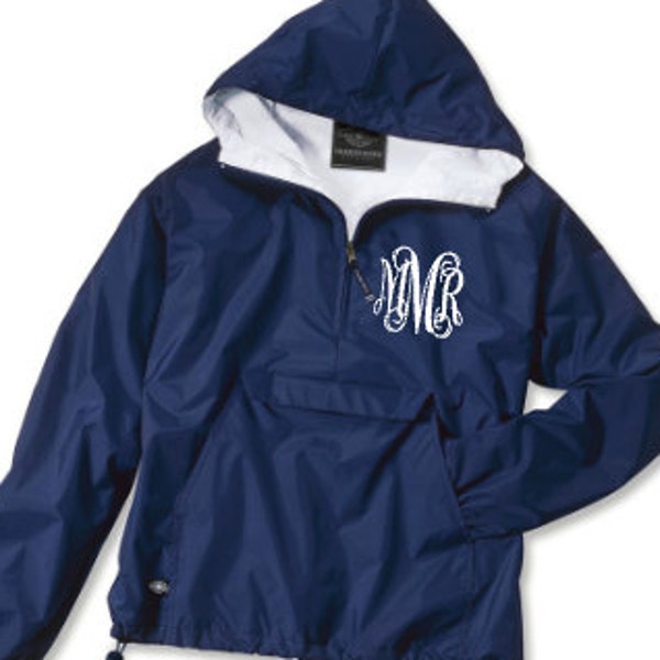 Monogrammed Pullover Rain Jacket - Charles River - Unisex Style Rain Jacket - Gift Idea - Monogrammed Rain Jacket - Pullover Rain Jacket