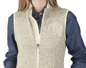 Monogrammed Heathered Fleece Vest - Charles River- Monogrammed Vest- Monogram Outerwear- Fleece Vest- Fall/Autumn Vest - Ladies Vest