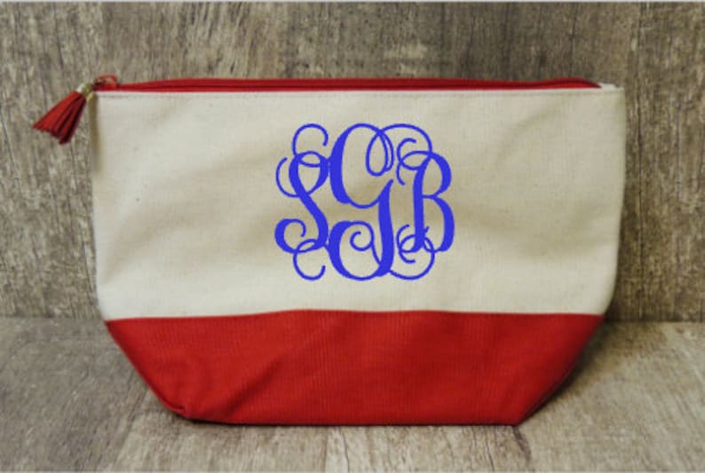 Monogrammed Colorblock Canvas Cosmetic Bag Monogrammed - Etsy
