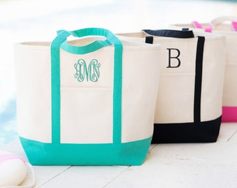 Monogrammed Everyday Tote Bag - Cotton Canvas Tote - Monogrammed Tote - Unique Gift Idea - Personalized Tote Bag