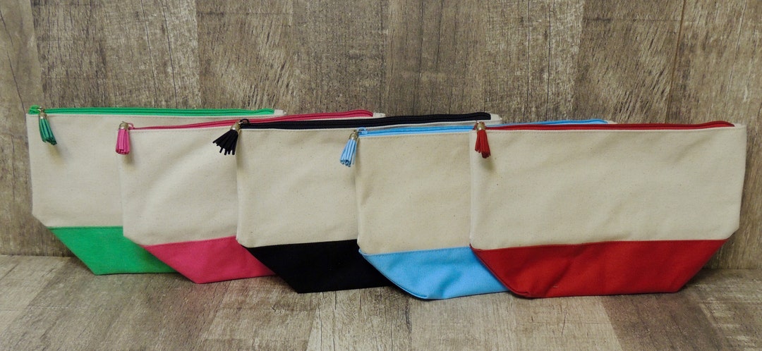 Monogrammed Colorblock Canvas Cosmetic Bag - Monogrammed Makeup Bag ...