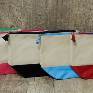 Monogrammed Colorblock Canvas Cosmetic Bag - Monogrammed Makeup Bag - Bridesmaid Gift - Monogrammed Gift - Accessory Bag - Unique Gift Idea