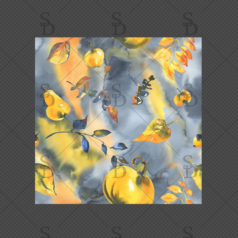 Aquarell Herbst nahtlose Muster gelb grau Hintergrund JPG ...