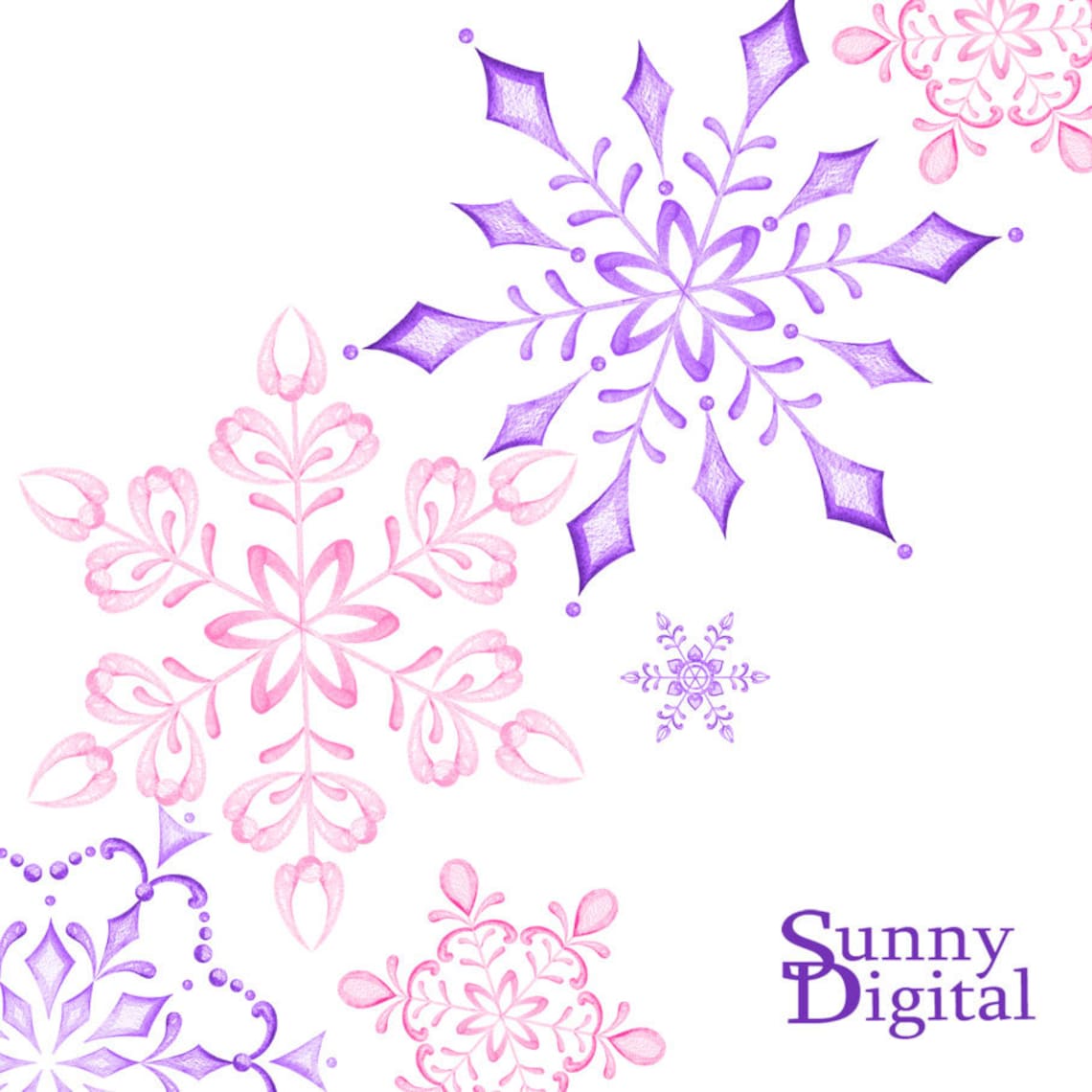 Pink Snowflake Frame Winter Clipart Seamless Border Template Etsy