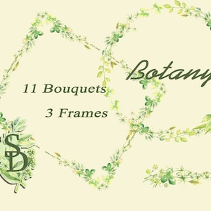 Borda de página retangular verde Clipart aquarela Grinalda PNG Ramo para impressão Folha digital Decoração de noiva de casamento de ervas Planta selvagem Grama de campo