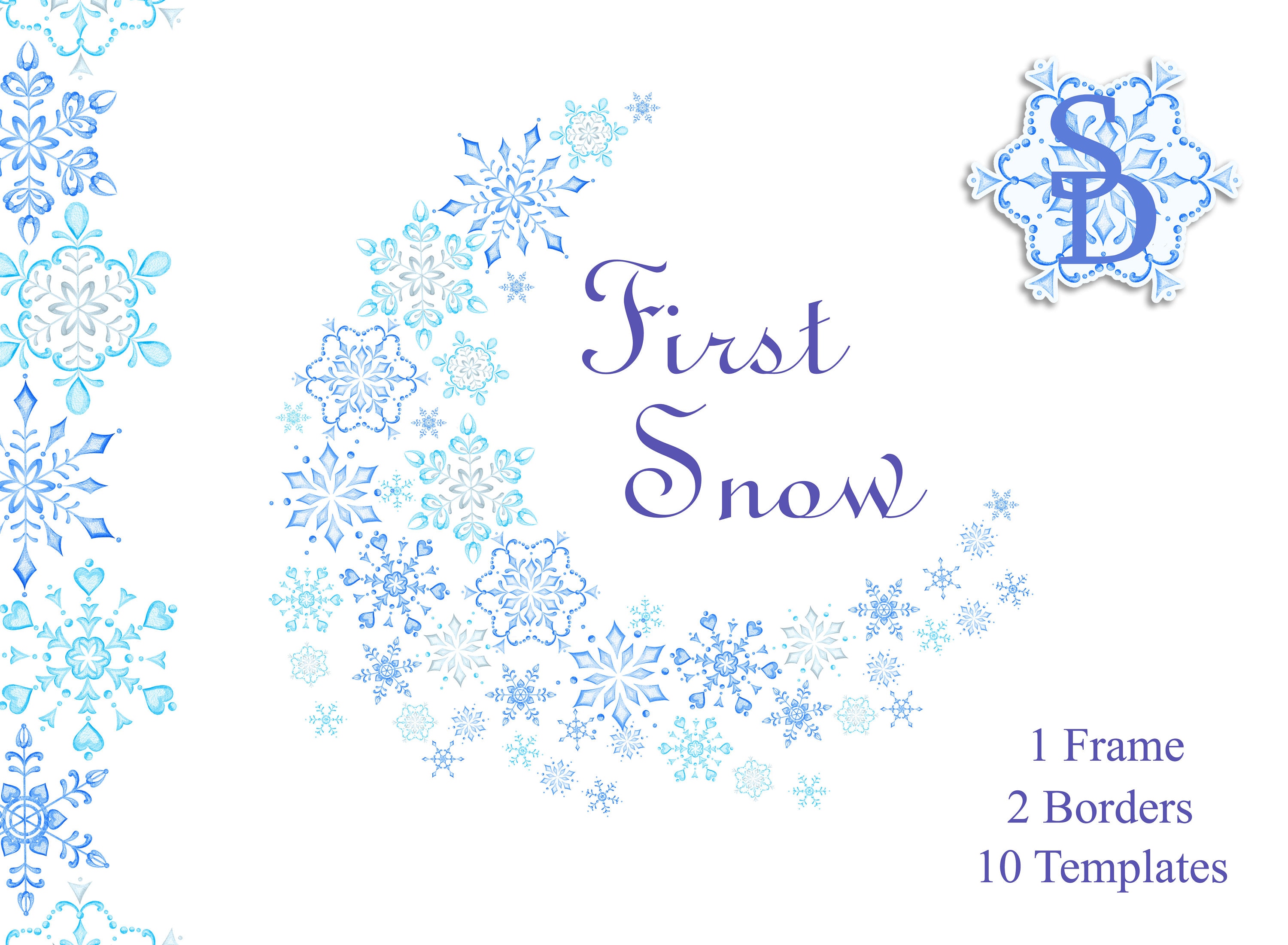blue snowflakes frame winter clipart border template