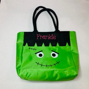 Halloween Trick or Treat Personalized Bag Embroidered Kids Halloween Buckets Tote image 4