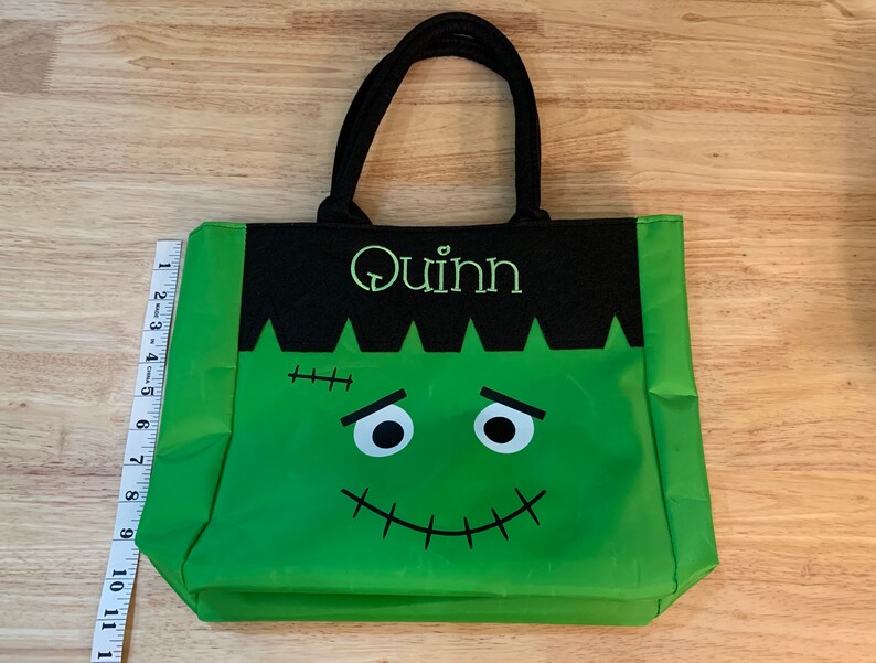 Halloween Trick or Treat Personalized Bag Embroidered Kids Halloween Buckets Tote image 9