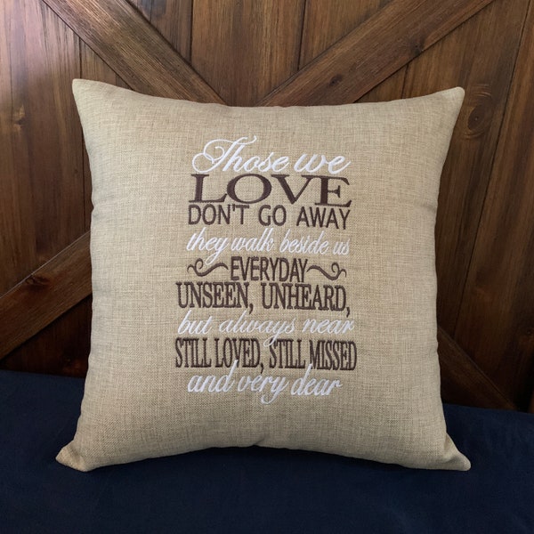 Pillow Sympathy Gift, Condolences Bereavement Gift for Loss of Loved One Embroidered Pillow Keepsake
