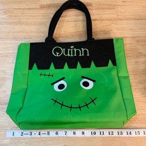 Halloween Trick or Treat Personalized Bag Embroidered Kids Halloween Buckets Tote image 8