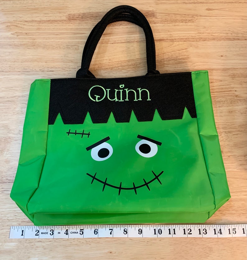 Halloween Trick or Treat Personalized Bag Embroidered Kids Halloween Buckets Tote image 8