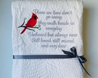 Sympathy Gift Blanket, Sympathy Cardinal Gift, Bereavement Blanket,  Sympathy Quilt, Condolence Gift, In Memory of Quilt