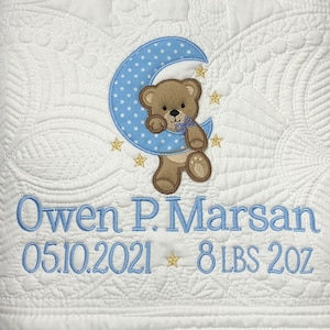 Personalized Baby Blanket, Embroidered Baby Quilt, Announcement Blanket, Shower Gift, Newborn Gift, Boy Blanket, Girl Blanket