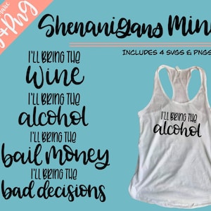 Traeré el... Shenanigans Mini-Bundle / Handdrawn Quotes / Descarga Digital (SVG & PNG)
