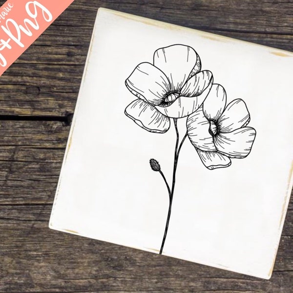 Handdrawn Poppies Digital Download (SVG & PNG)