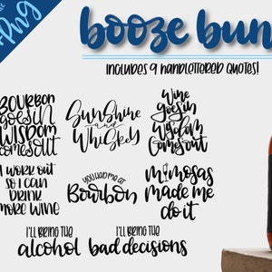 Booze Quote Bundle - Handdrawn Alcohol Quotes - Digital Download (SVG & PNG)