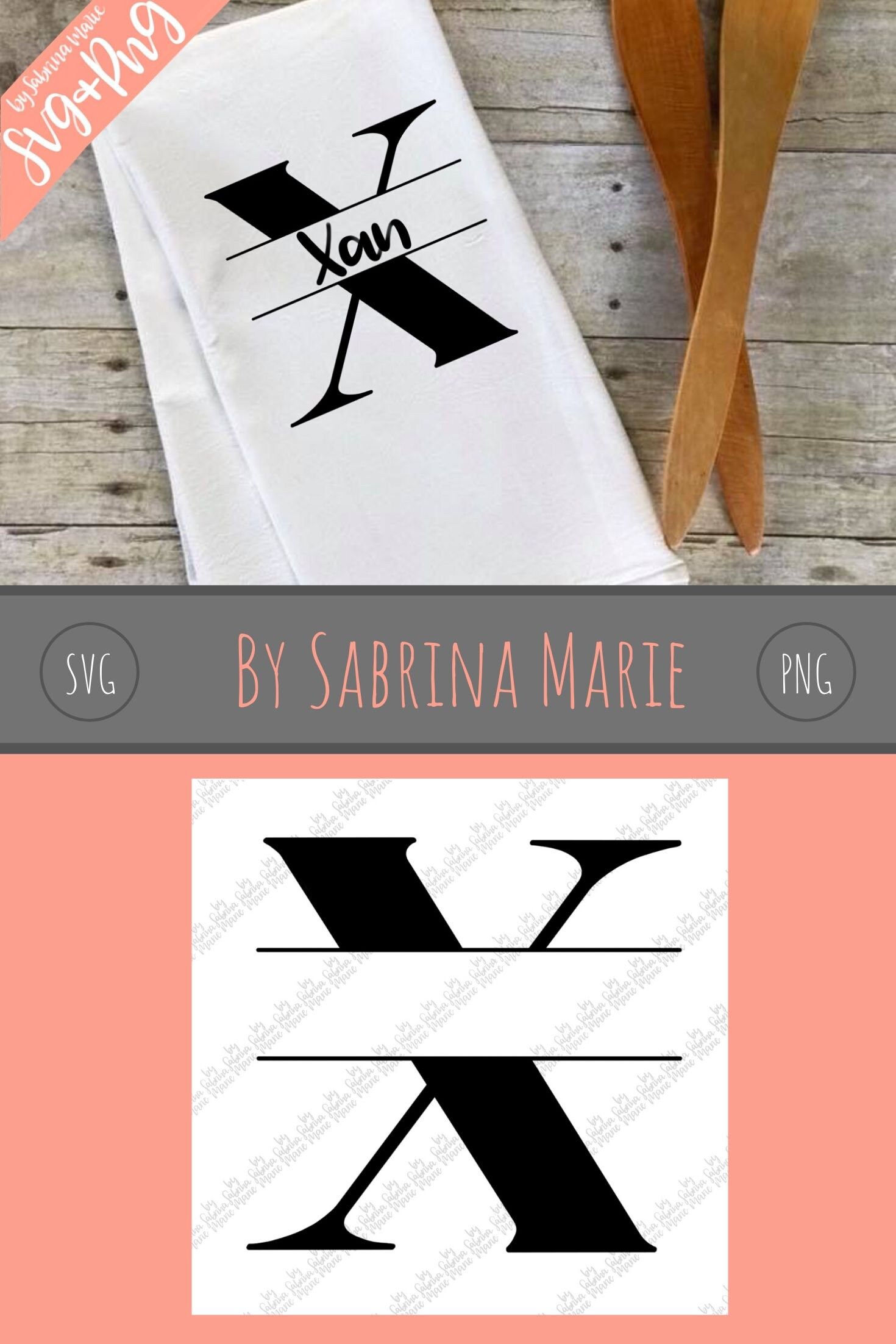 Split Monogram X (SVG & PNG) - Etsy