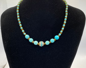 Turquoise beaded jewelry necklace, Beades necklace, Turquoise beaded, necklaces, Turquoise necklace, Gift for her, jewelry.