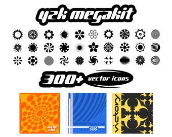 Y2K Aesthetic Icons MEGAKIT (300+ Assets For Logos, Clothing, Graphic Design)