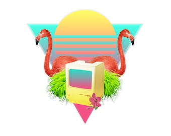 Flamingo Sunset Sticker