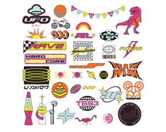 90s/ Y2K Aesthetic Racer/Raver Vector Template Vol 2