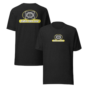May include: Two black t-shirts with a yellow and white logo that says "futureproof". The logo features a stylized globe inside a circle.