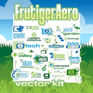 May include: A collection of green and blue vector logos with nature-inspired themes. The logos feature text such as "ecowave", "wildlife initiative", "tech", "valley", "nature connect", "rainforest", "clean exchange", "waterfall garden", "energy", "GAIA", "harmony farming", "bamboo forest", "mimosa", and "preserving the future". The logos are arranged in a grid pattern on a white background.