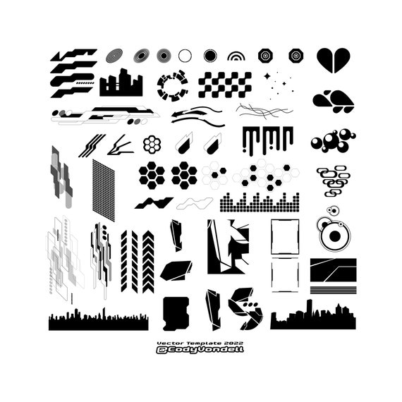 Y2K Aesthetic icons (100 assets for Logos, graphic design, Clothing)