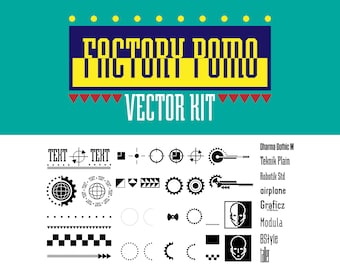 Factory Pomo Icons Template (Over 45 Assets For Logos, Clothing, Graphic Design)