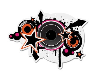 Frutiger MetroGrunge DieCut Vinyl Sticker