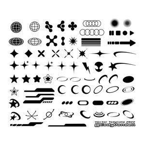 Y2K Aesthetic Icons Template (Over 80 Assets For Logos, Clothing, Graphic Design)