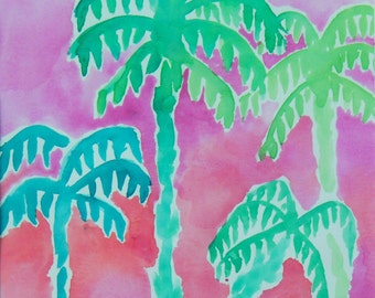 Sunset Palms Watercolor