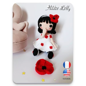 Loli das Mädchen mit Mohnblumen - Häkelpuppe - Häkelpuppe - Häkelanleitung - PDF-Datei - Erklärungen FR/US - Amigurumi