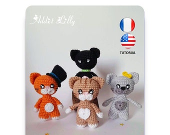 Matou et son gang - Chat au crochet - Crochet Cat- Patron au crochet - Fichier PDF - Explications FR/US- Amigurumi