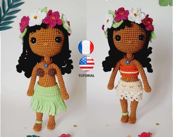 Lovana La Vahiné - Poupée au crochet - Crochet Doll - Patron au crochet - Fichier PDF - Explications FR/US- Amigurumi