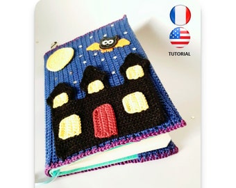 Halloween Couvre Livre - Halloween Book Cover - Patron au crochet - Fichier PDF - Explications FR/US- Crochet - Accessoire